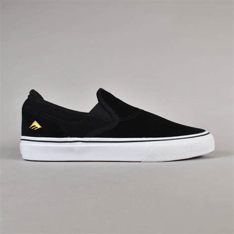 Emerica Wino G6 Slip-On Skate Shoes - Black/White/Gold - SKATE SHOES from Native Skate Store UK