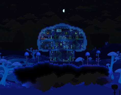 a Floating Glowing Mushroom House for my Truffle | Terraria Community ...