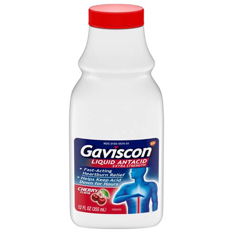 Gaviscon Extra Strength Liquid Antacid for Heartburn Relief, Cherry, 12 ...