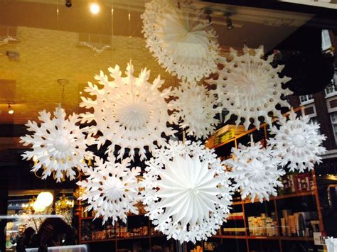 Paper snowflake window display.