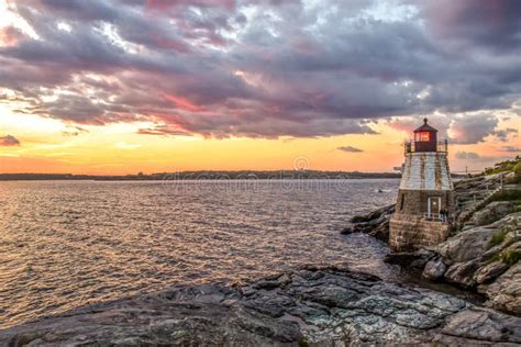 Castle Hill Lighthouse at Sunset Stock Image - Image of gorgeous, sunset: 168380605