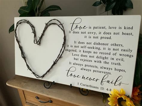 Love is Patient Bible Verse Sign Hand Painted With Barbed | Etsy