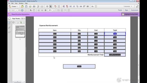 Acrobat XI Tutorial Adding Calculations to a Form - YouTube