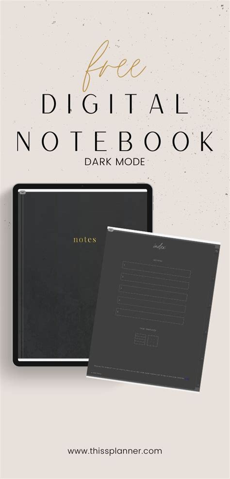 free dark mode digital notebook - for goodnotes notability | Free printable weekly planner ...