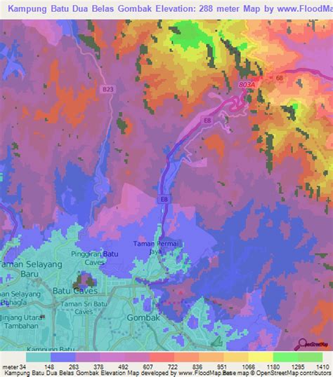 Elevation of Kampung Batu Dua Belas Gombak,Malaysia Elevation Map, Topography, Contour