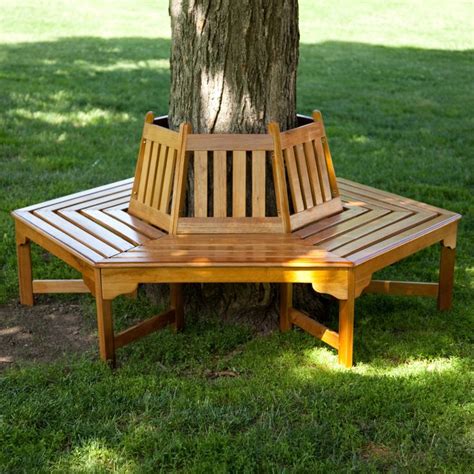 Coral Coast Fillmore Wood Outdoor Hexagonal Tree Bench - Walmart.com in ...