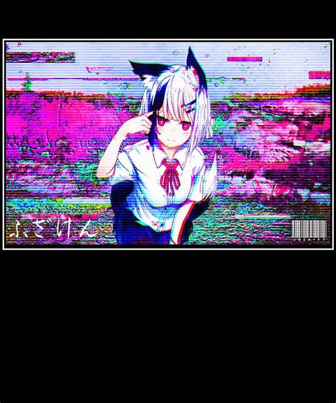 Glitch style Anime Girl Japanese Aesthetic anime Otaku Gift Digital Art ...