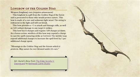 Longbow of the Golden Stag [5e] : r/UnearthedArcana