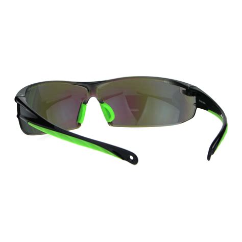 ANSI Z87.1 Warp Around Mens Shatterproof Safety Glasses U6 L3 Mirror Lens Green - Walmart.com