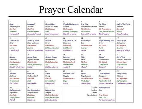 Free Daily Scripure Prayer Calendar - Get Your Calendar Printable