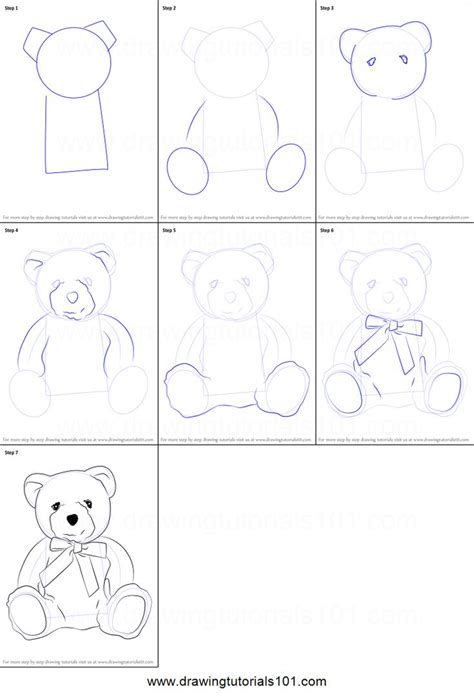 How to Draw a Teddy Bear Printable Drawing Sheet by DrawingTutorials101 ...