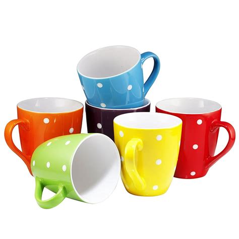 Coffee Mug Set Set of 6 Large-sized 16 Ounce Ceramic Coffee Mugs ...