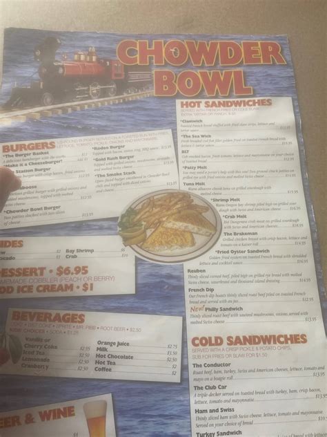 Menu at Chowder Bowl restaurant, Depoe Bay