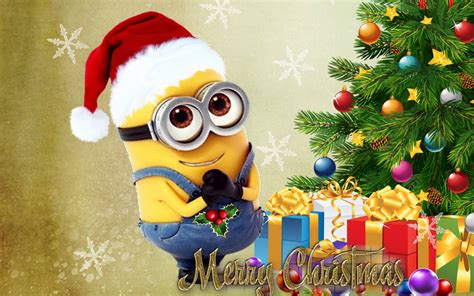 Download Animated Cartoon Minion Merry Christmas Wallpaper | Wallpapers.com