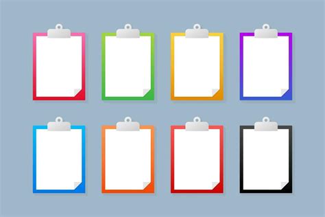 Different color clipboard set with blank white sheet. Vector stock illustration 29921965 Vector ...