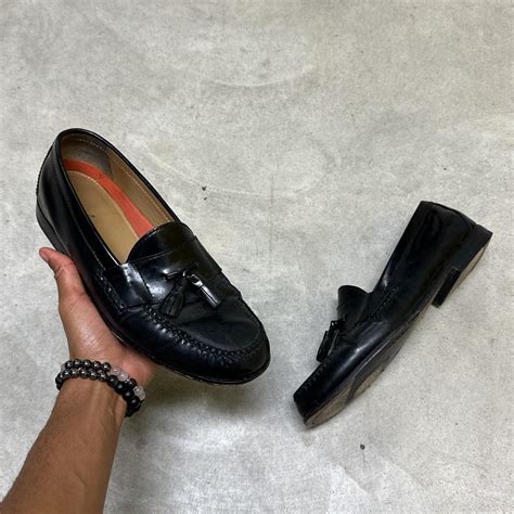 black cole haan loafers with tassels size: 11... - Depop