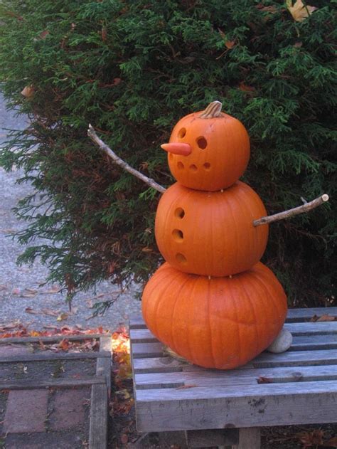 Snowman Pumpkin You'll need some bamboo shish kabob skewers (to keep ...