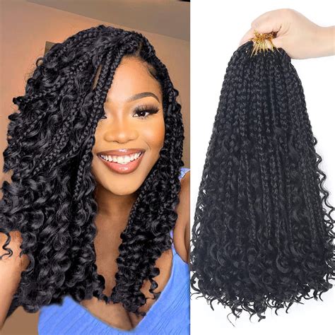 Buy Goddess Bohemian Box Braids Crochet Hair - 14 Inch Curly Ends, 8 ...