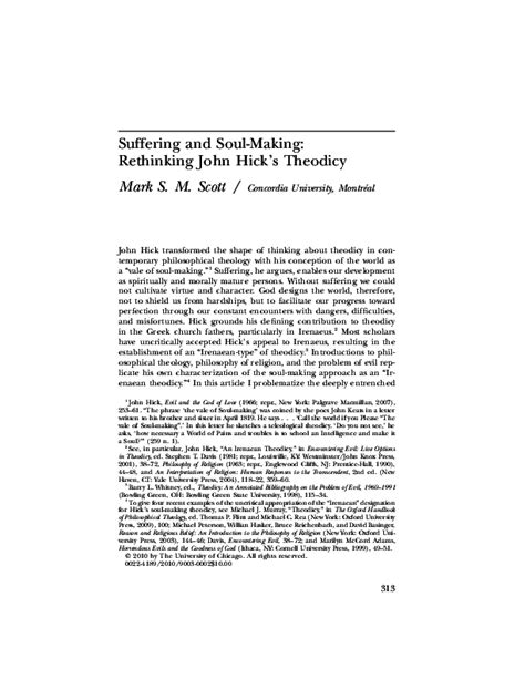 Suffering and Soul-Making: Rethinking John Hick's Theodicy (2010 ...