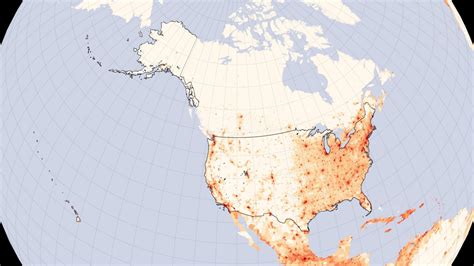 North America population density heatmap : dataisbeautiful