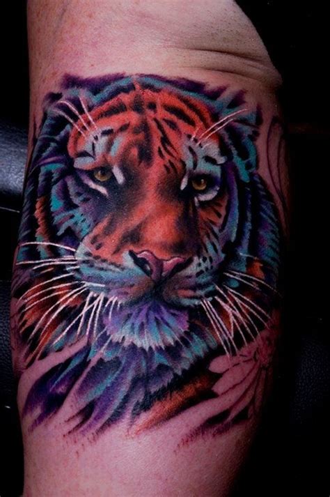 41 best Colorful Tiger Tattoo images on Pinterest | Tiger tattoo ...