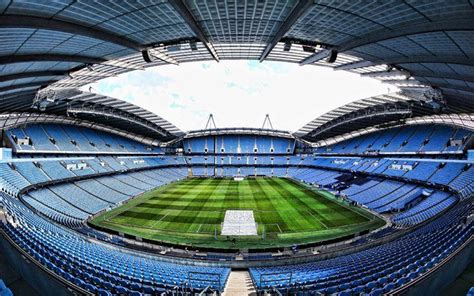 4k, Etihad Stadium, inside view, football field, English football ...