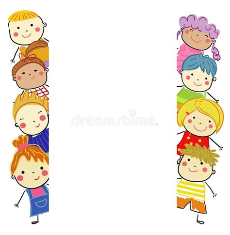 Group of Kids,drawing Sketch Stock Illustration - Illustration of child, family: 112238230