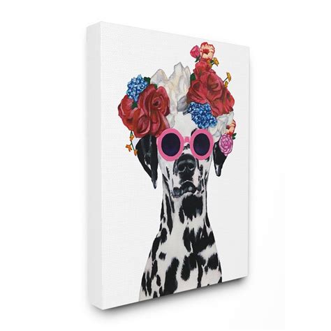 Wall Hangings Home Decor Dog With Flower Acrylic Painting 8in x 10in ...