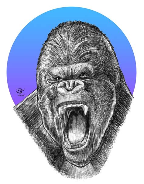 King Kong Drawing Fine Art Print Godzilla Vs Kong Monster - Etsy