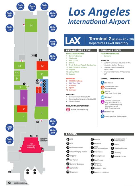 LAX Terminal 2 Map - Los Angeles International Airport Terminal 2 Map - Ontheworldmap.com