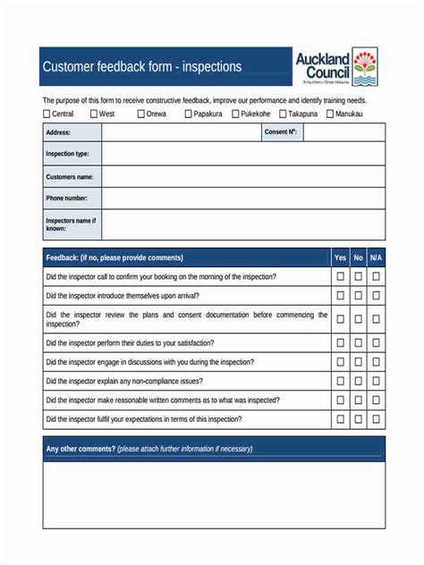 Customer Feedback Form Template Excel