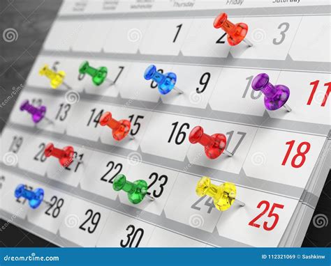 Concept Of Calendar, Reminder, Organizing - Calendar With Colorful Pins ...