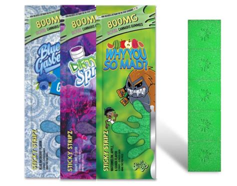 Sticky Stripz 800mg ~ Assorted Flavors, Indica - 80mgx10 - Top Cola Delivery