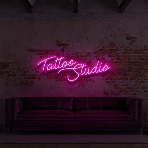 ""Tattoo Studio" Neon Sign for Tattoo Parlours 60cm (2ft) / Pink / LED Neon by Neon Icons ...