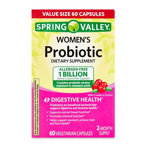 Spring Valley Women's Probiotic Vegetarian Capsules, 60 Count - Walmart.com