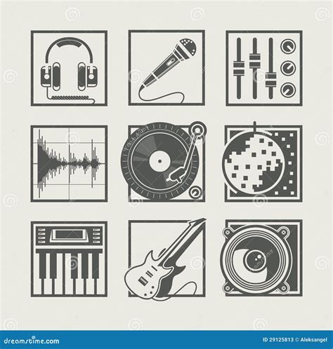 Set of Music Instruments Icons for Disco Party Stock Vector ...