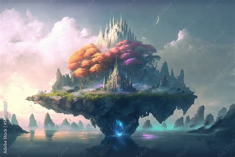 fantasy floating island. digital art. concept art as wallpaper ...