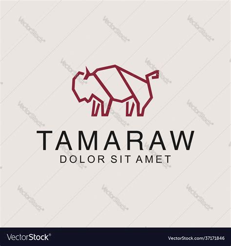 Simple bull tamaraw bison logo in a line flat Vector Image