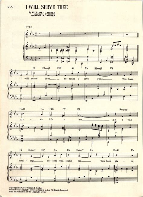 I Will Serve Thee Hymn Digital Sheet Music for Piano Vocal Guitar Key of E Flat Intermediate ...