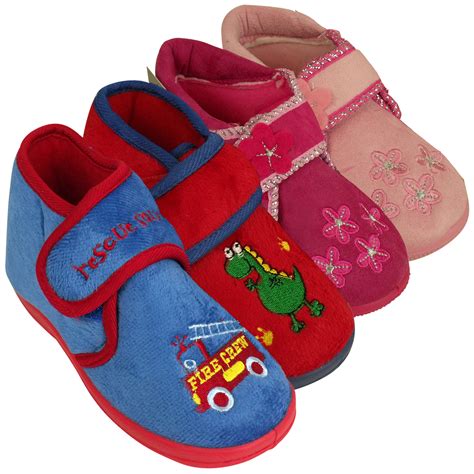 Girls Boys Childrens Toddlers Novelty Ankle Boot Slipper Kids Slippers ...