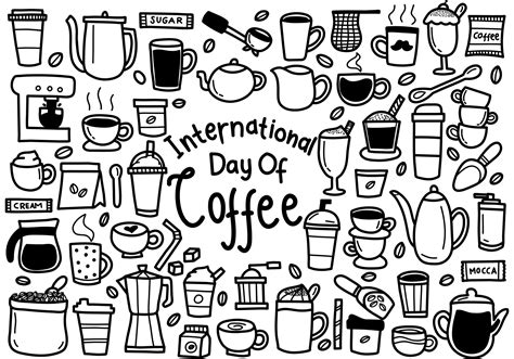 International Day of Coffee Doodles 2095414 Vector Art at Vecteezy