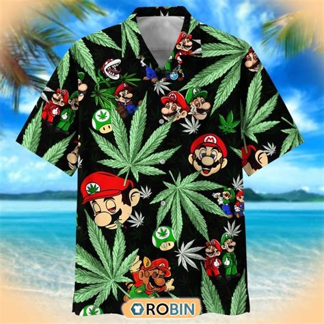 Mario Luigi Weed Pattern Adult Hawaiian Button Shirt - RobinPlaceFabrics