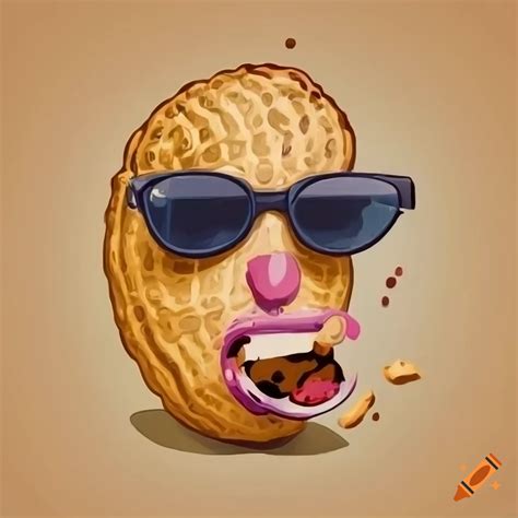 Retro scifi art of a cool peanut eating a cookie on Craiyon
