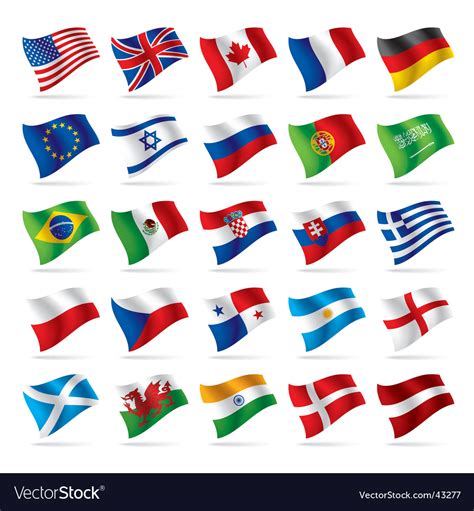 Set of world flags Royalty Free Vector Image - VectorStock