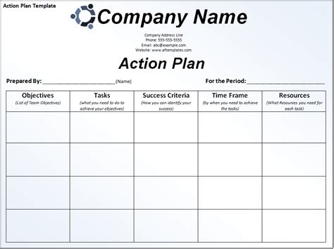 Sample Action Plan | Free Word Templates