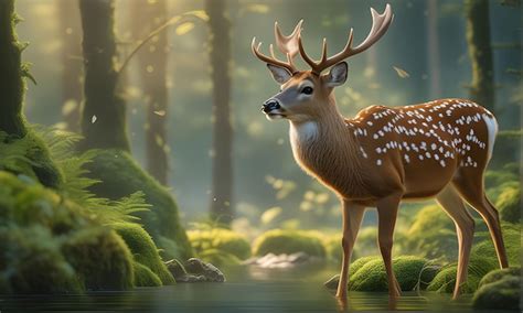 Premium AI Image | deer with nature background