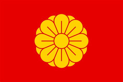 Flag of the Emperor of Japan with the chrysanthemum emblem in the style of that on the Osaka ...