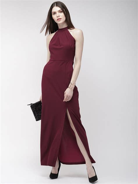 Twenty Dresses By Nykaa Fashion You Are Still The One Slit Maxi Dress - Maroon (XS): Buy Twenty ...