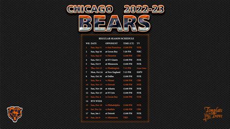 2022-2023 Chicago Bears Wallpaper Schedule