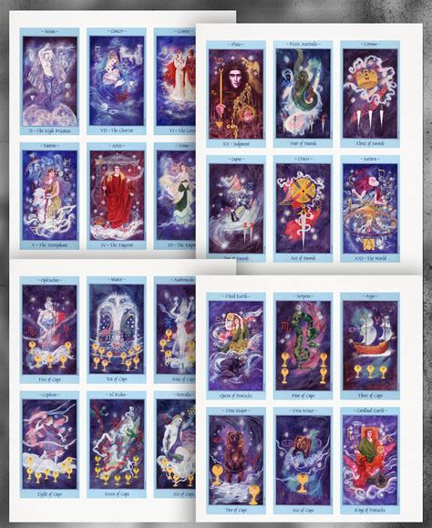 Celestial Tarot Card Deck Printable Bundle Spread List Journal Meanings ...